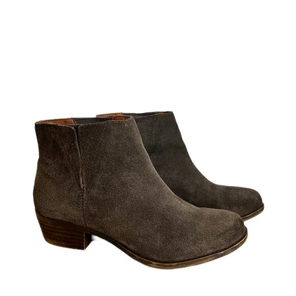 Lucky Brand Ankle Booties Benissa Suede Leather Slip On Boots Size 7.5 Comfort - Picture 1 of 15